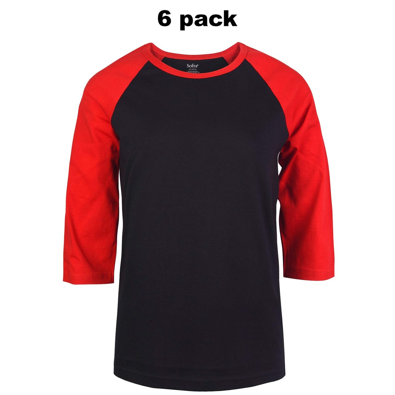 Cottonbell® Ladies Baseball Three-Quarter Sleeve Vrewneck Tee Pack Of 6